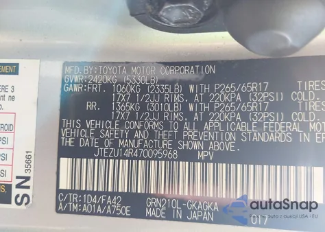 2007 Toyota 4Runner Sr5 V6 from USA, damaged, VIN JTEZU14R470095968